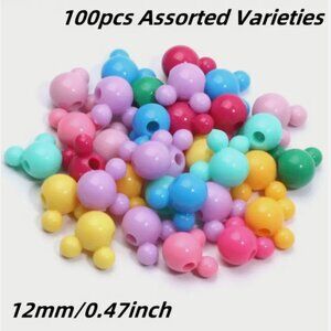 MICKEY MOUSE COLORFUL BEADS-100 COUNT-12 mm-NWT!